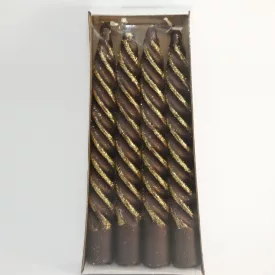 Bronz Csillámporos Csavart Gyertya 19x2,3cm