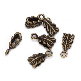   Bronz Színű Falevél Medáltartó Nyaklánc Karkötő Ékszer Dísz Közdarab Köztes 6x14mm