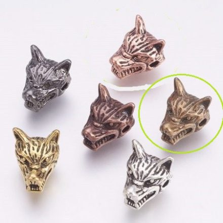 Bronz Színű Farkas Farkasfej Nyaklánc Karkötő Ékszer Dísz Közdarab Köztes 9,5x13mm