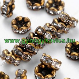   Bronz Színű Hullámos Nyaklánc Karkötő Ékszer Dísz Strassz Kövekkel 8mm