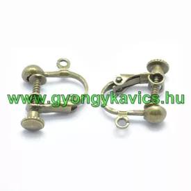   Bronz Színű Állítható Fülbevaló Klipsz Akasztó Kampó 18x14x3mm