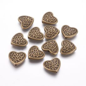   Bronz Színű Szív Nyaklánc Karkötő Ékszer Dísz Közdarab Köztes 17x18,5mm