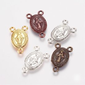   Bronz Színű Szűz Mária Rózsafüzér Közbülső Köztes Összekötő Medál 16,5x10mm