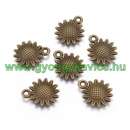 Bronz Színű Virág Medál 18,6x15mm