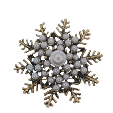 Bronz Színű Szintetikus Kagyló Hópehely Bross Kitűző