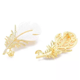   18K Aranyozott Cirkónia Strasszos Kagyló Berakásos Toll Bross Kitűző