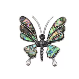   Ezüst Színű Abalone Paua Kagyló Lepke Pillangó Bross Kitűző