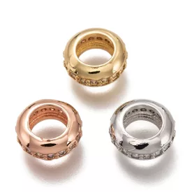   Arany Színű Cirkónia Strasszos Közdarab Köztes Charm 10x4mm