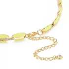18K Aranyozott Citromsárga Színű Tűzzománc Cirkónia Strasszos Nyaklánc 33,5cm+7cm