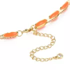 18K Aranyozott Narancssárga Színű Tűzzománc Cirkónia Strasszos Nyaklánc 33,5cm+7cm