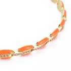 18K Aranyozott Narancssárga Színű Tűzzománc Cirkónia Strasszos Nyaklánc 33,5cm+7cm