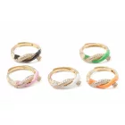 Arany Zöld Színű Cirkónia Strasszos Gyűrű Újjméret: 16,9mm (Állítható)