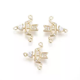   Arany Színű Cirkónia Strasszos Íj Nyíl Medál Karkötő Közdarab 16,5x14mm