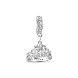   Ezüst Színű Cirkónia Strasszos Nemesacél Korona Charm 22,5x11,2mm