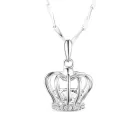Ezüst Színű Cirkónia Strasszos Nemesacél Korona Medál 12x12mm Nyaklánc 43cm