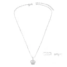 Ezüst Színű Cirkónia Strasszos Nemesacél Korona Medál 12x12mm Nyaklánc 43cm