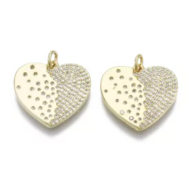 Arany Színű Cirkónia Strasszos Szív Medál 20x21mm