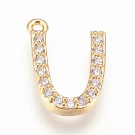 Arany Színű Cirkónia Strasszos U Betű ABC Medál 15x11mm