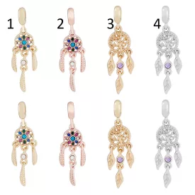   Arany Színű (3) Strasszos Életfa Álomfogó Álomcsapda Toll Charm 45x11mm