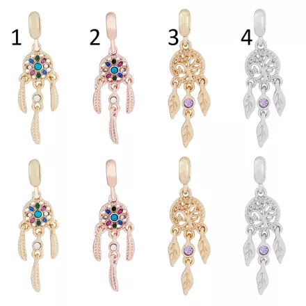 Arany Színű (3) Strasszos Életfa Álomfogó Álomcsapda Toll Charm 45x11mm