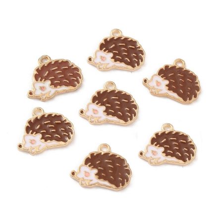 Arany Barna Színű Tűzzománc Süni Sündisznó Medál 13,5x16mm