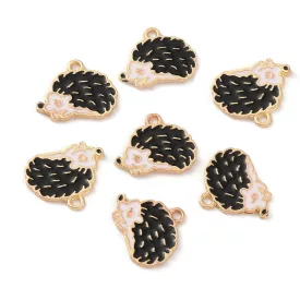   Arany Fekete Színű Tűzzománc Süni Sündisznó Medál 13,5x16mm