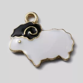   Arany Fekete Fehér Színű Tűzzománc Bárány Medál 18,5x20mm
