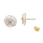 Arany Színű Fehér Virág Bedugós Fülbevaló 14,5x14,5mm