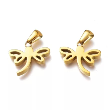 Arany Színű Nemesacél Szitakötő Charm