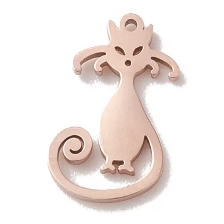 Rózsaarany Színű Nemesacél Macska Cica Charm