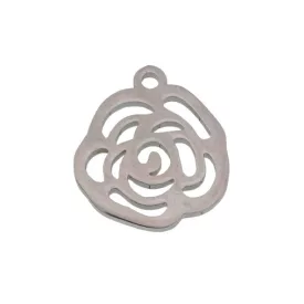 Ezüst Színű Nemesacél Rózsa Szegfű Virág Charm