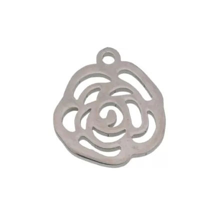 Ezüst Színű Nemesacél Rózsa Szegfű Virág Charm