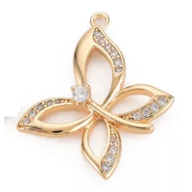 Arany Színű Cirkónia Strasszos Lepke Pillangó Charm