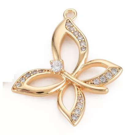 Arany Színű Cirkónia Strasszos Lepke Pillangó Charm