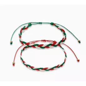   Piros Fehér Zöld Magyar Csúszócsomós Páros Szerencse Karkötő (K133) Hossz: 16-32cm