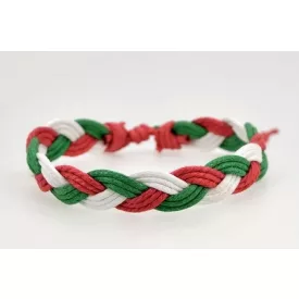   Piros Fehér Zöld Magyar Csúszócsomós Szerencse Karkötő (K135) Hossz: 17-27cm