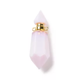   Arany Színű Szintetikus Rózsakvarc Parfümös Üveg Medál 43x13mm