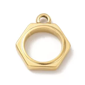   Arany Színű Nemesacél Hatszögletű Hexagon Medál 17,5x15,5mm