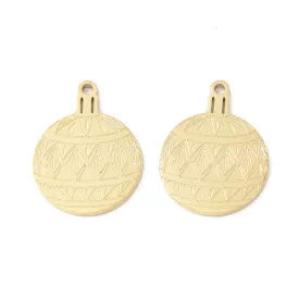   Arany Színű Nemesacél Karácsonyi Karácsonyfa Dísz Gömb Medál 16x12mm