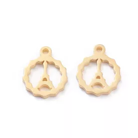  Arany Színű Nemesacél Eiffel Torony Párizs Medál 12x9,5mm