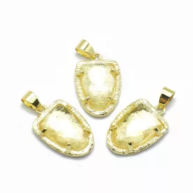   Arany Fazettált Hegyikristály Ásvány Medál 22,5x14,5x5mm
