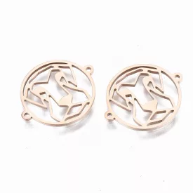   Rózsaarany Színű Nemesacél Kutya Karkötő Ékszer Dísz Közdarab Köztes 15x18mm