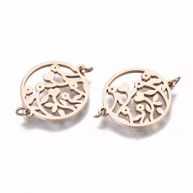   Rózsaarany Színű Nemesacél Virág Karkötő Ékszer Dísz Közdarab Köztes 15x18mm