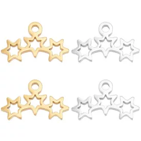 Ezüst Színű Nemesacél Csillag Medál 6,5x11mm