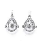 Virágos Leveles Angyalhívó (21) Ezüst (Nikkel) Színű Medál Nyaklánc 27x24,5x16mm Belseje: ~16x14mm