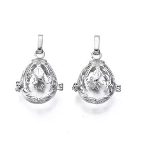   Virágos Leveles Angyalhívó (21) Ezüst (Nikkel) Színű Medál Nyaklánc 27x24,5x16mm Belseje: ~16x14mm