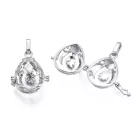 Virágos Leveles Angyalhívó (21) Ezüst (Nikkel) Színű Medál Nyaklánc 27x24,5x16mm Belseje: ~16x14mm