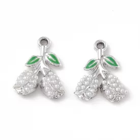   Ezüst Színű Tűzzománc Virág Gyümölcs Termés Medál 19x14mm