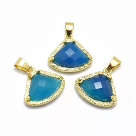   Arany Fazettált Kék Achát (1) Ásvány Medál 17,5x19x6,5mm