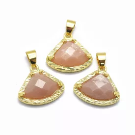 Arany Fazettált Napkő Ásvány Medál 17,5x19x6,5mm